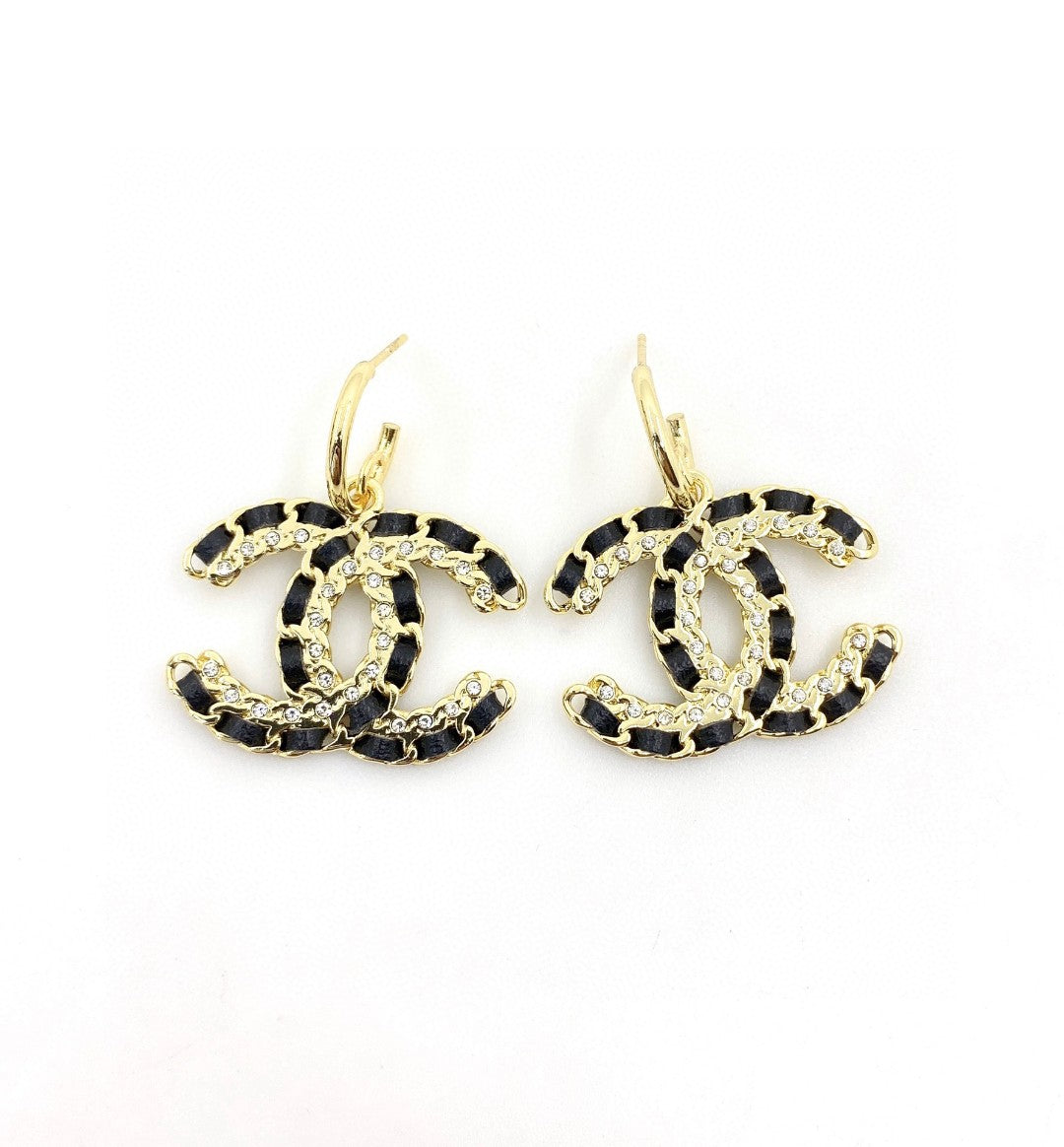 18K  Chanel Leather Earrings