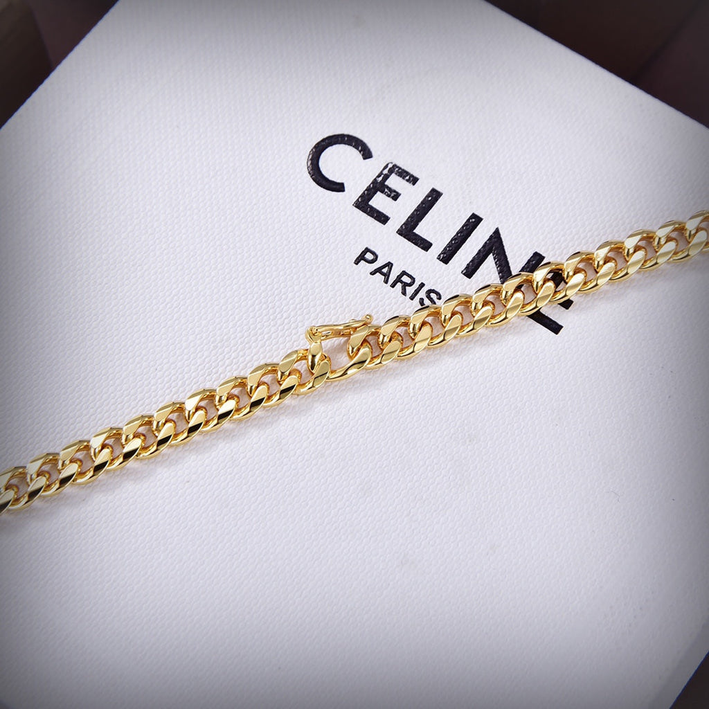 18K Dior Celine Small Gourmette Necklace