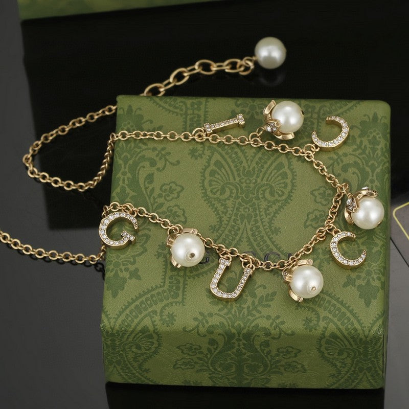 18K Double Gucci Pearl Necklace