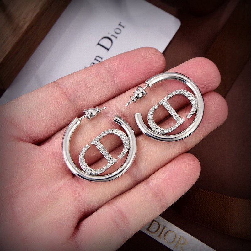 18K Dior White Gold Diamond Earrings