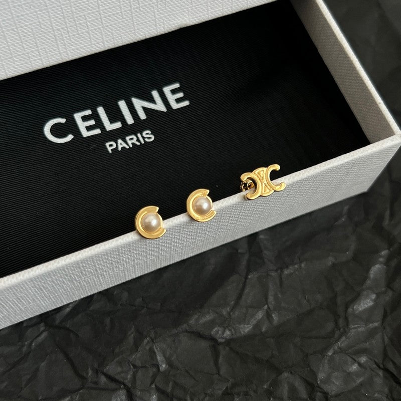 18K Celine Pearl Gold Earrings