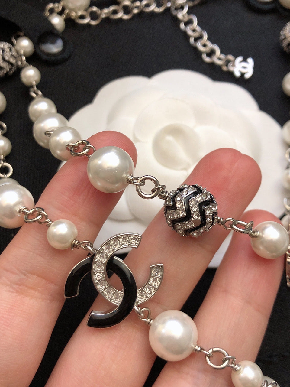 18K  Chanel Star Pearls Long Necklace