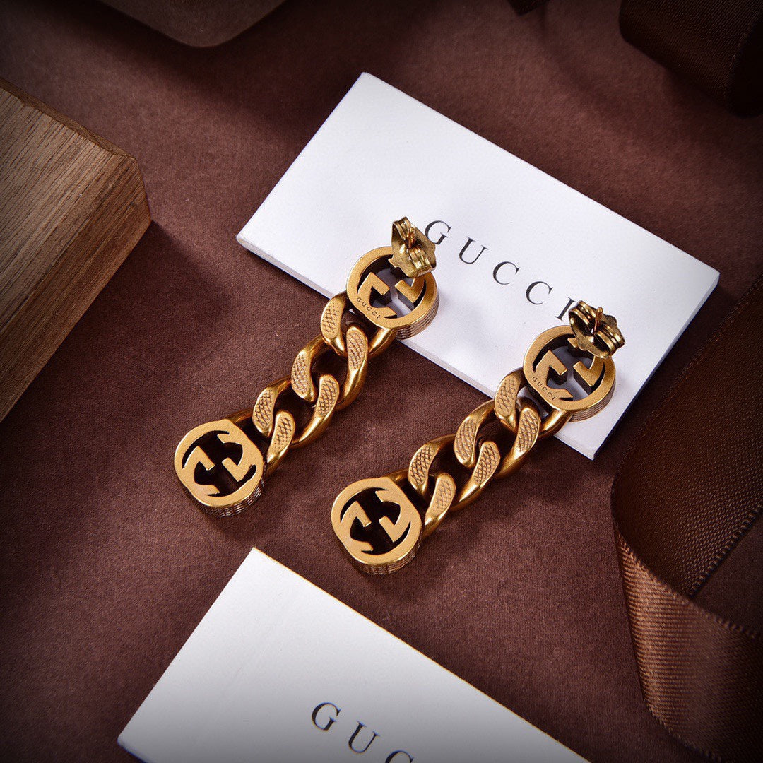 18K Double Gucci Chain Earrings