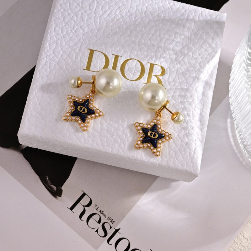18K Dior Tribales Star Pearl Earrings