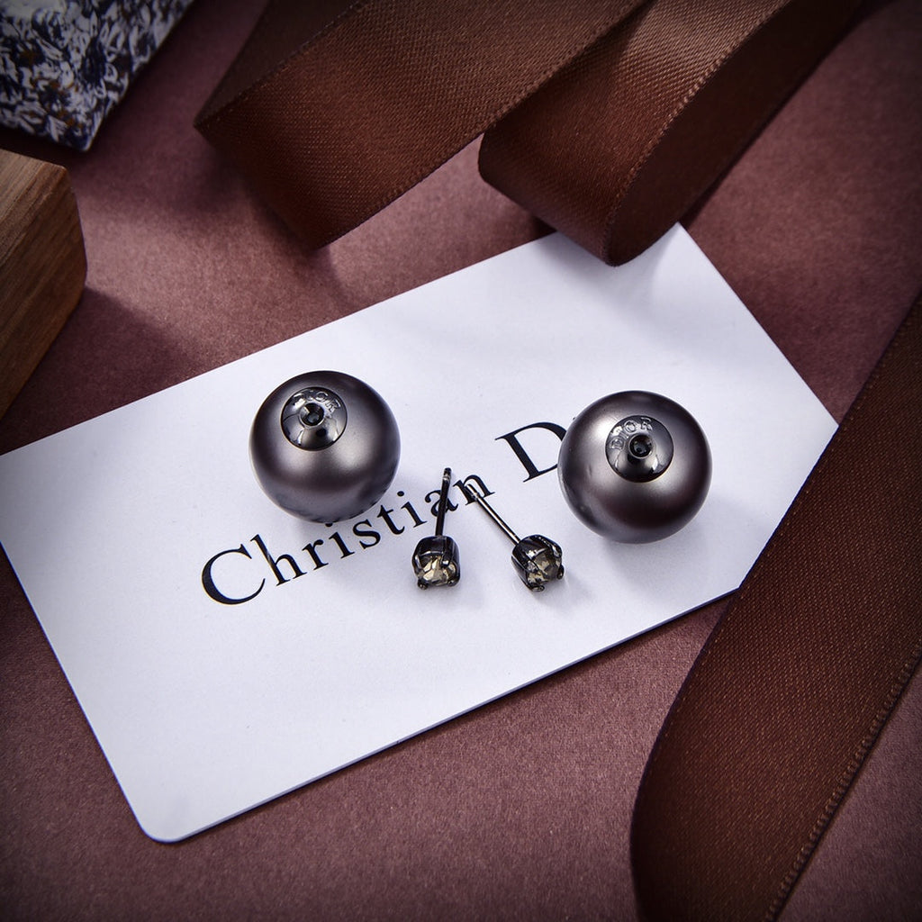 18K Dior Tribales Black Resin Pearls Earrings