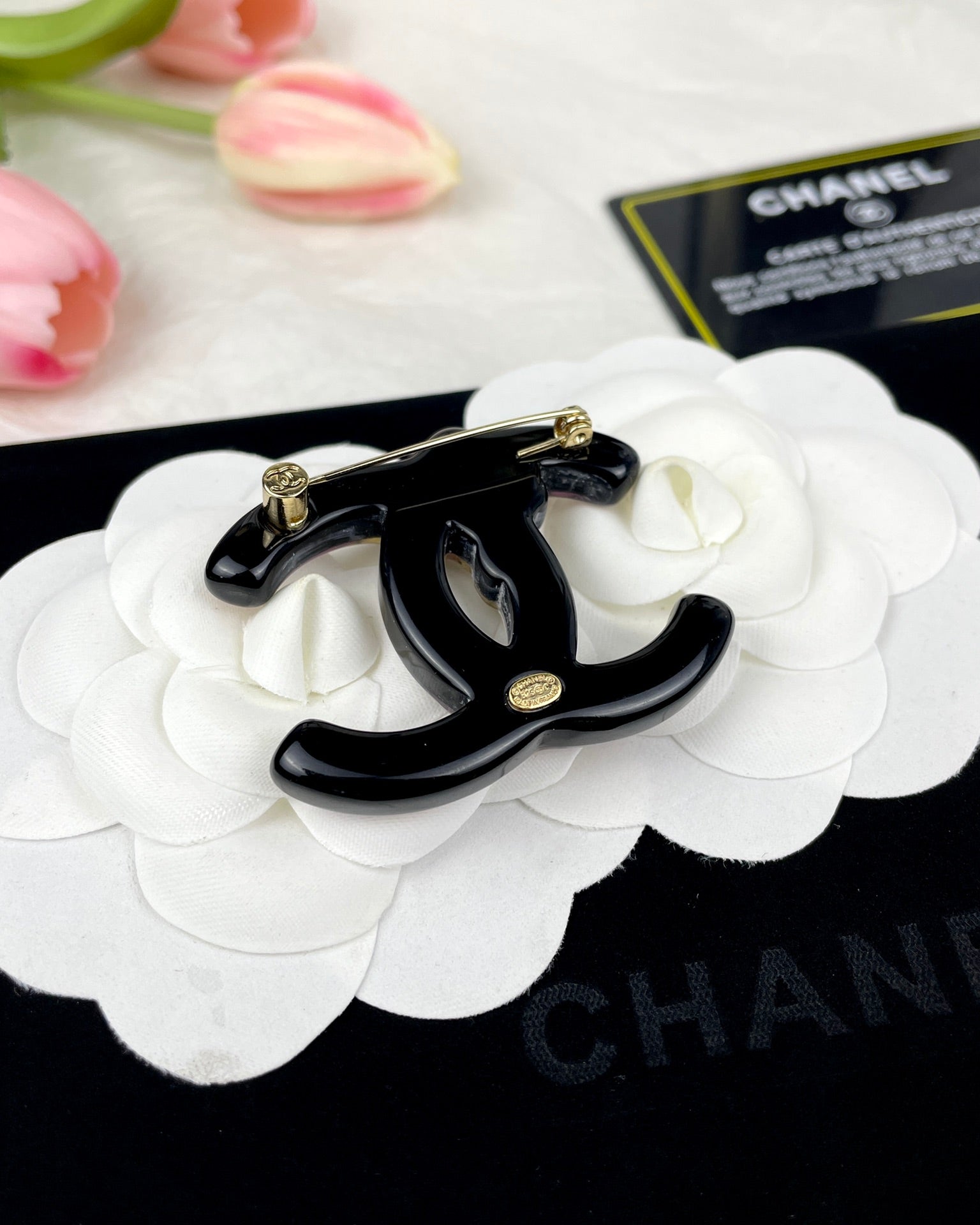18K  Chanel Pink Resin Brooch