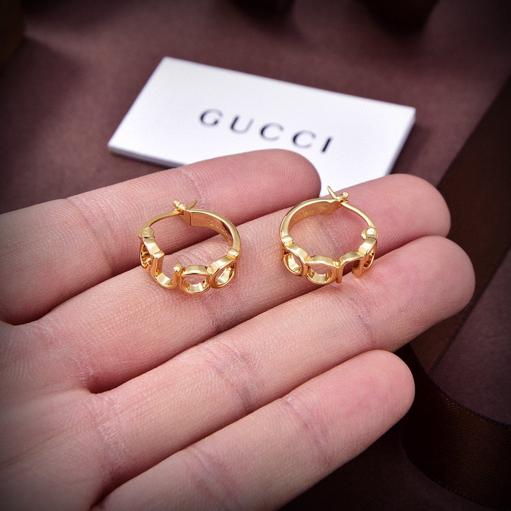 18K Double Gucci Script Earrings