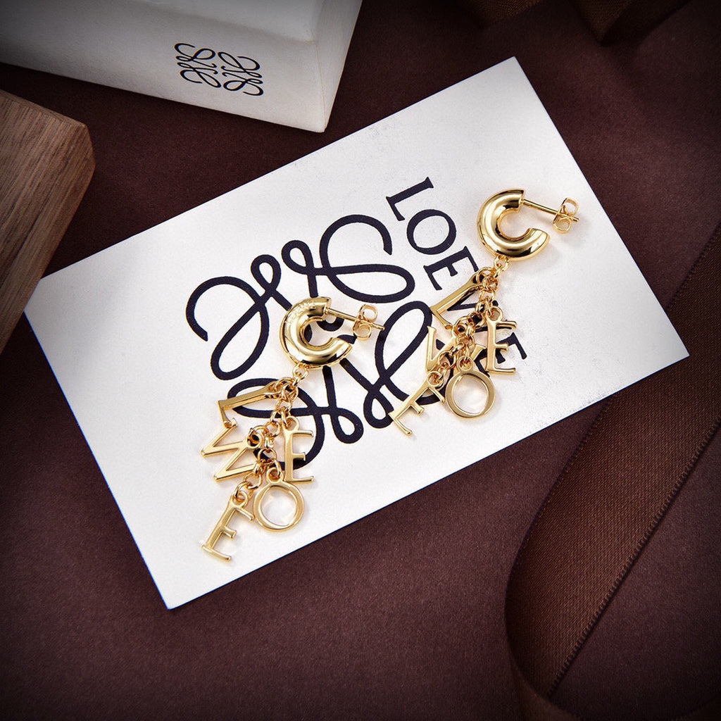 18K LOEWE Anagram Script Earrings