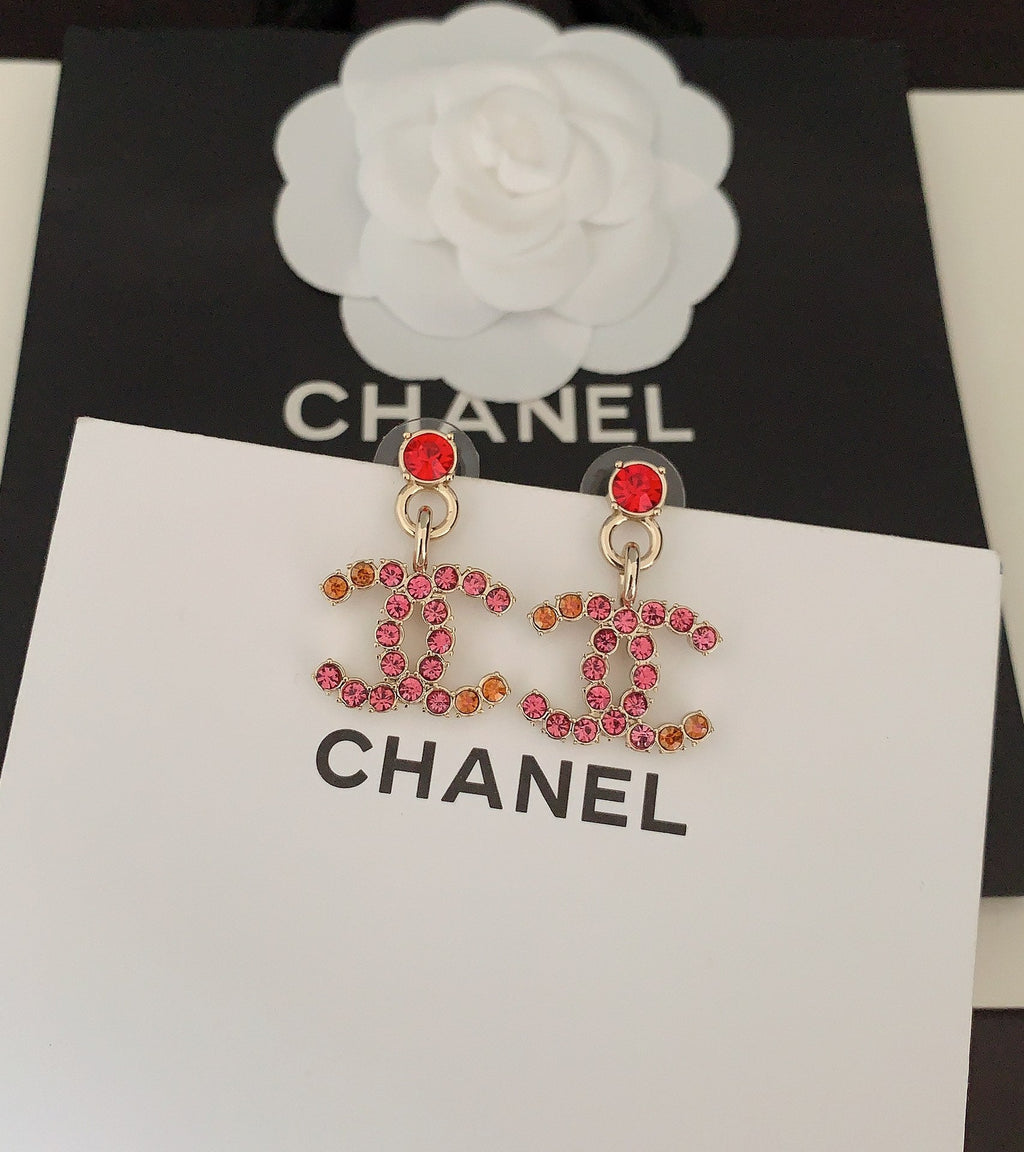 18K  Chanel Pink Crystals Earrings