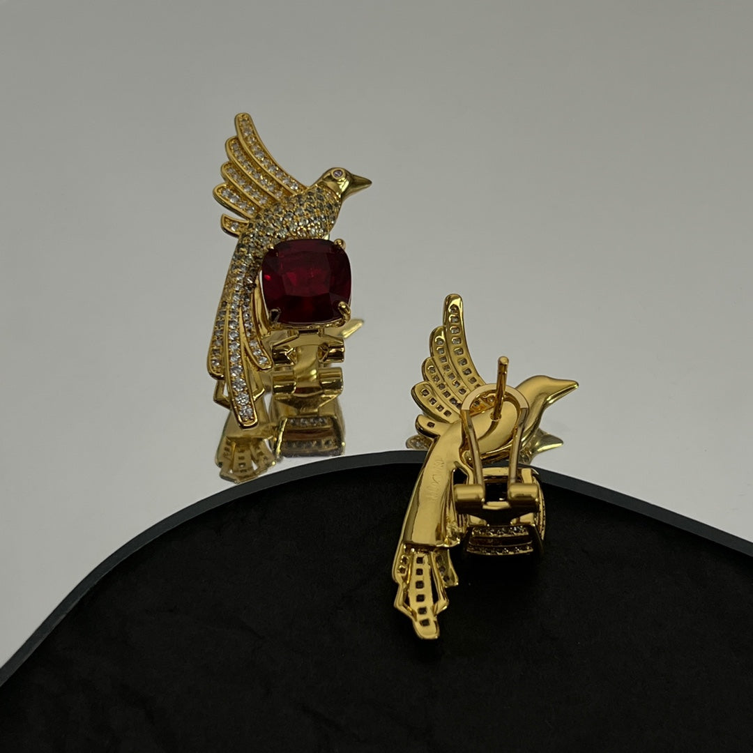 18K Tiffany Bird Diamonds Earrings