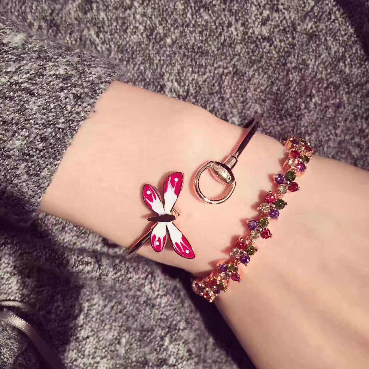 18K Double Gucci Flora Bangle Bracelet