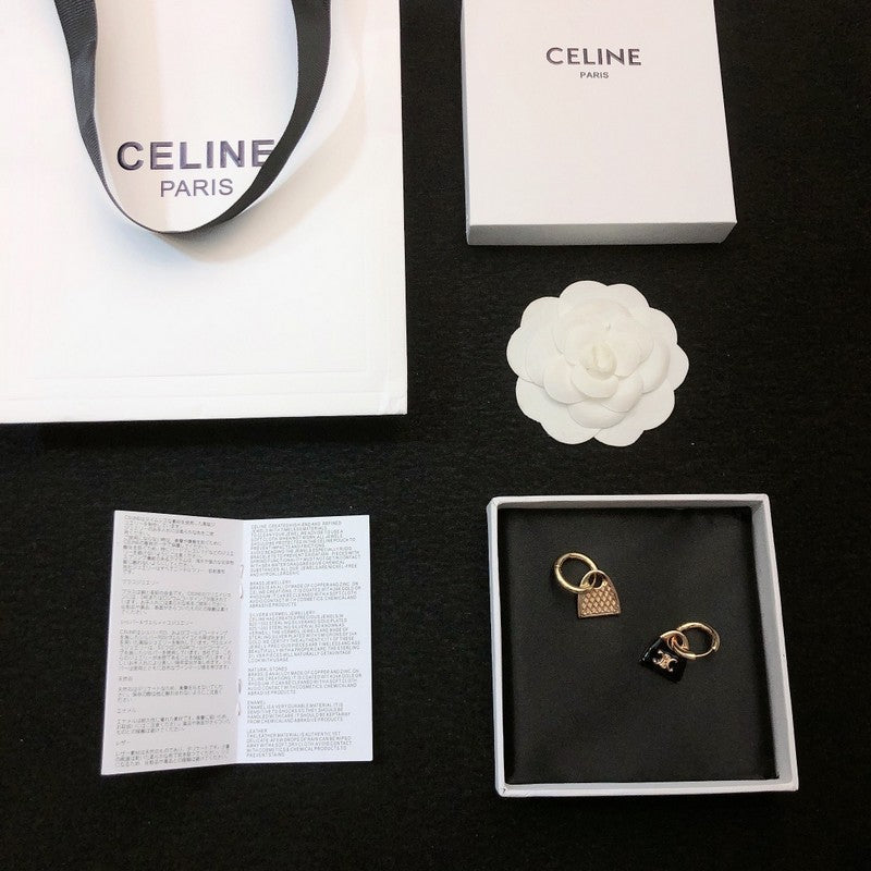 18K Celine Black Bag Gold Earrings