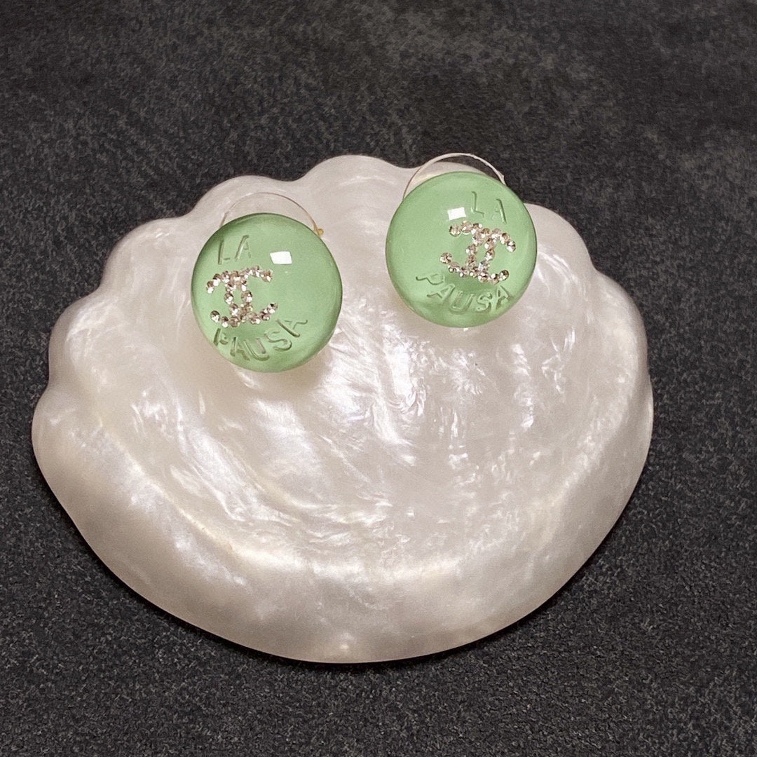18K  Chanel Green Earrings