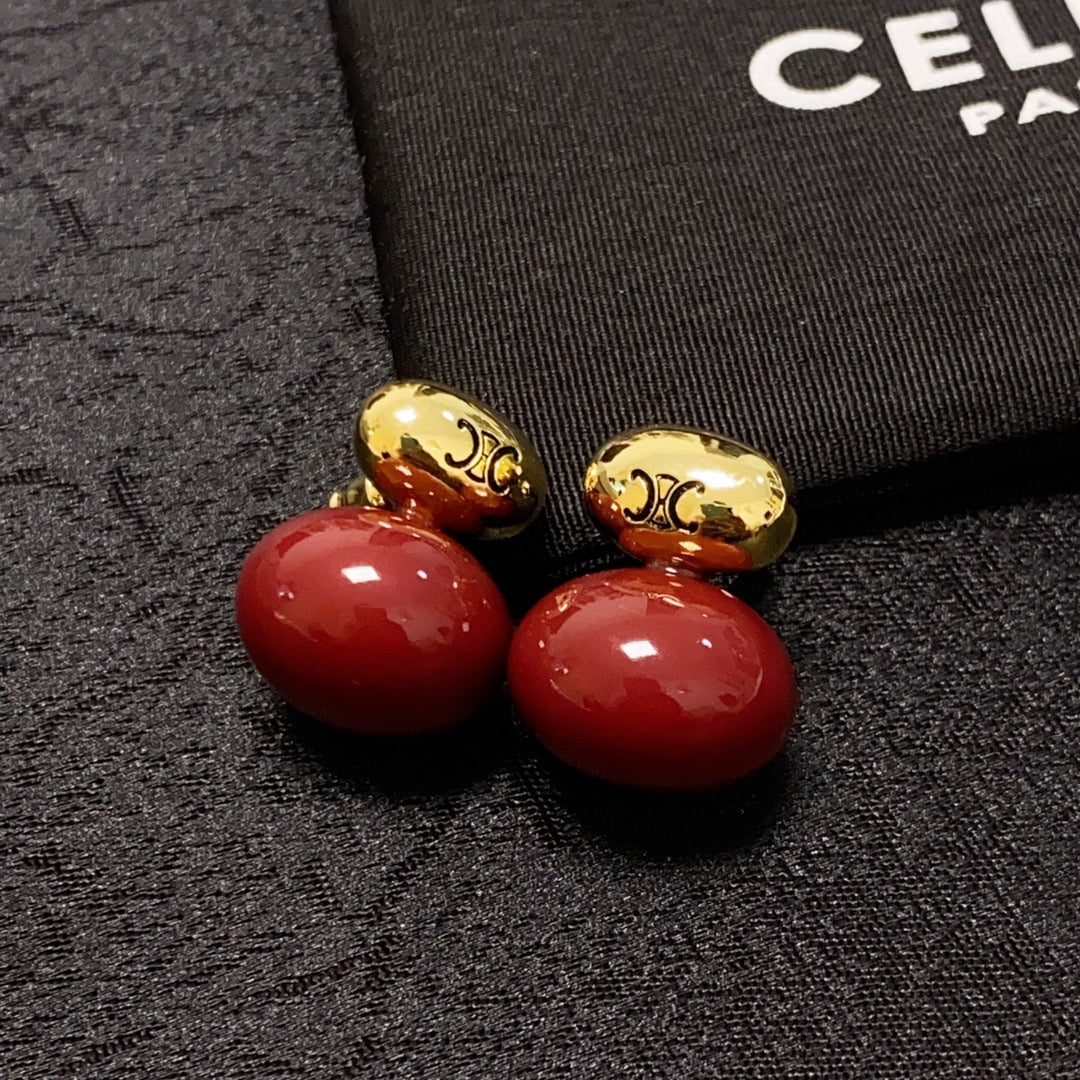 18K Celine Red Earrings