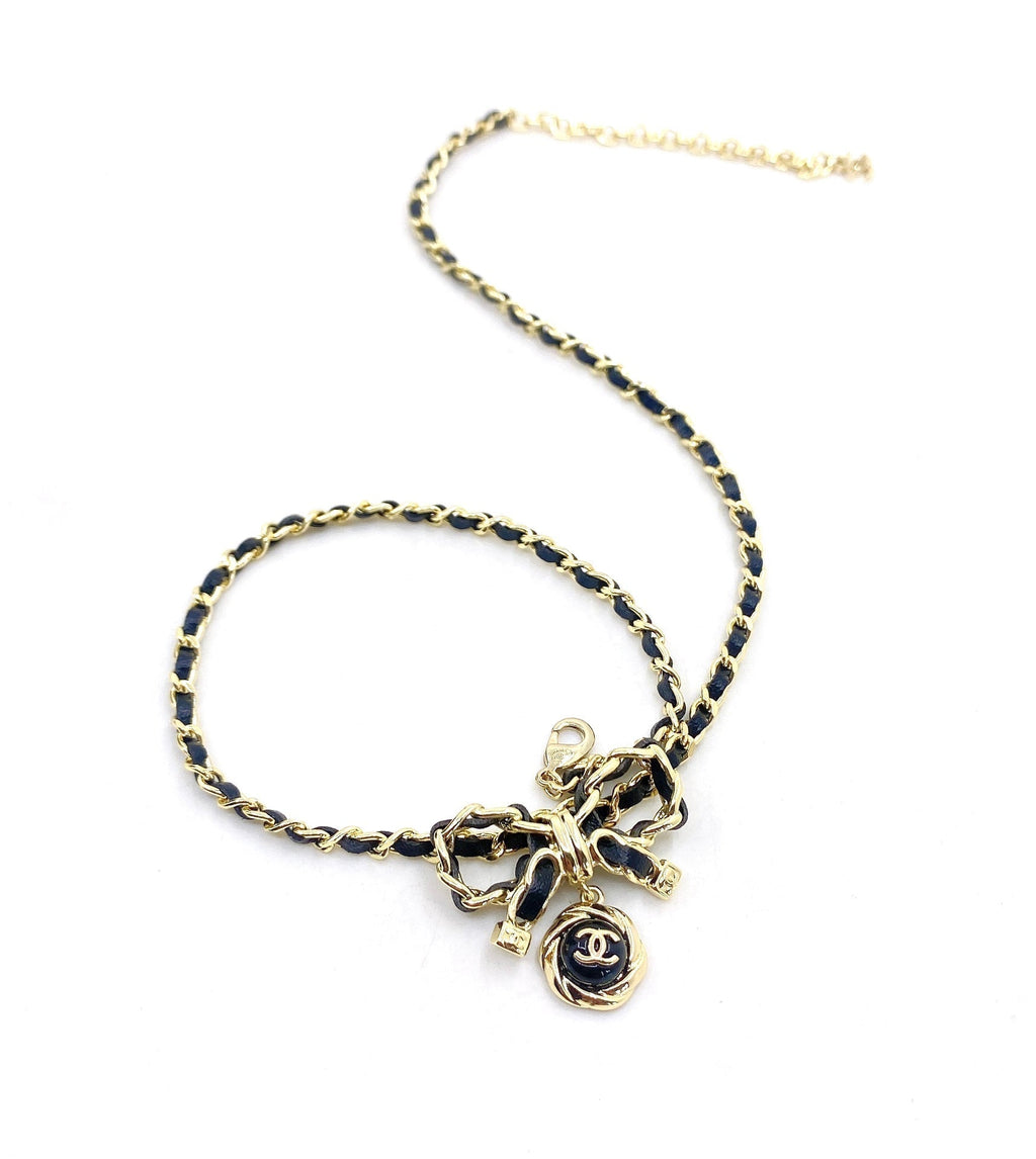 18K  Chanel Rhinestone Bow Tie Necklace