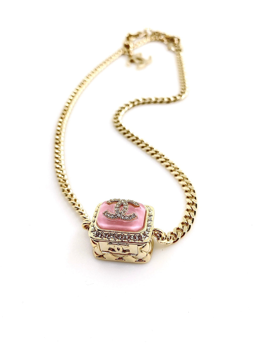 18K  Chanel Pink Resin Chain Necklace