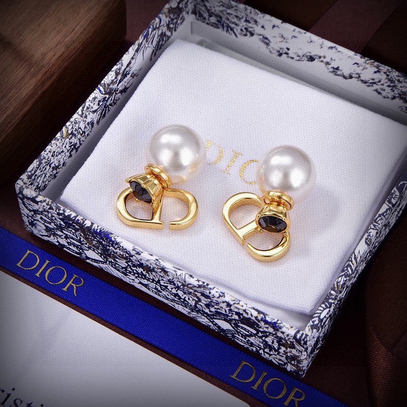 18K Dior Tribales Black Crystal Earrings