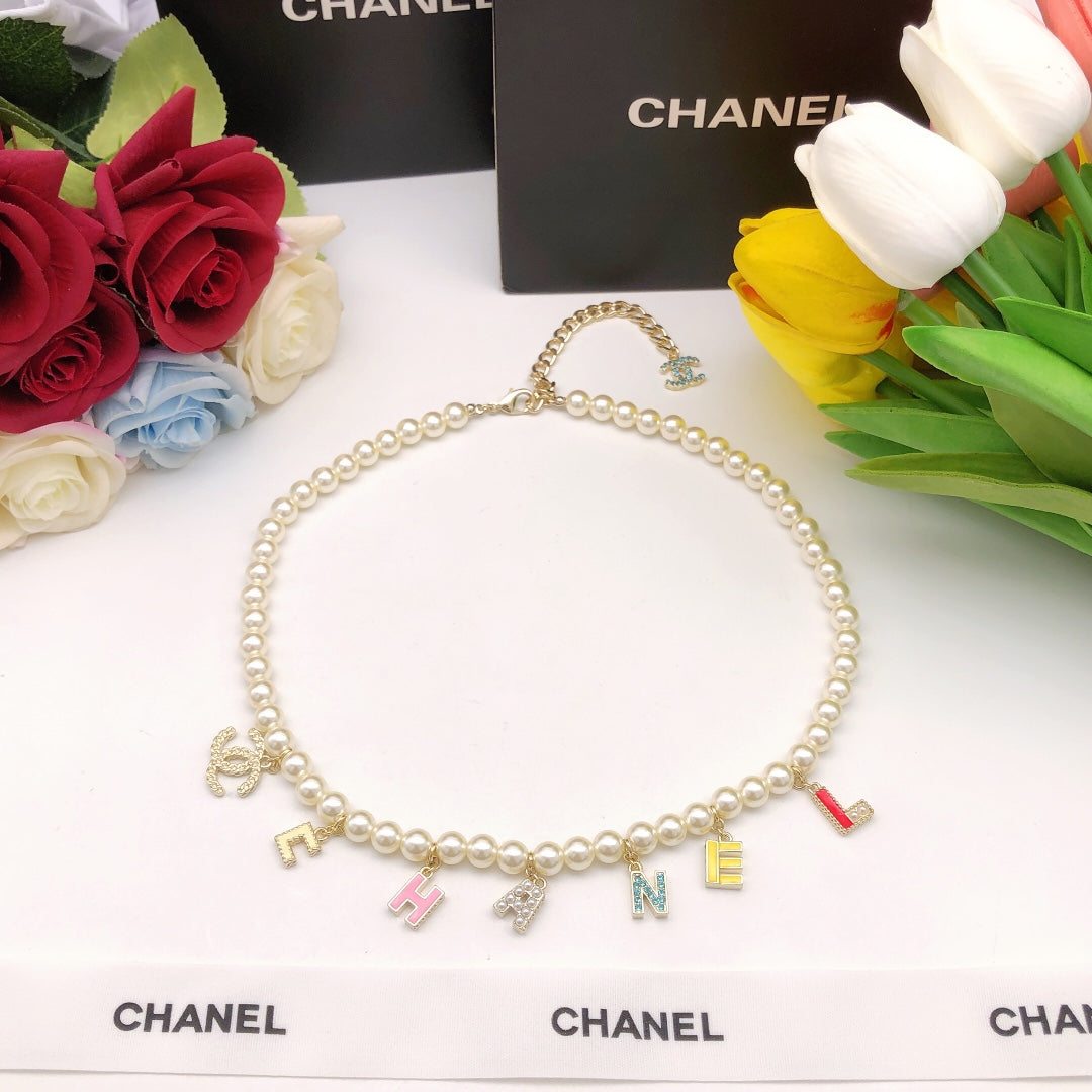 18K Dior Script Pearls Necklace