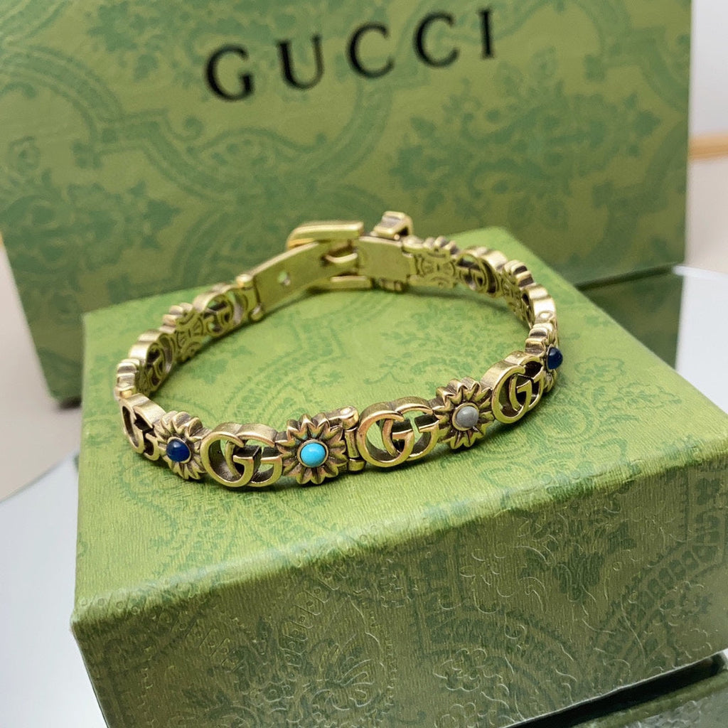 18K Double Gucci Flowers Bracelet