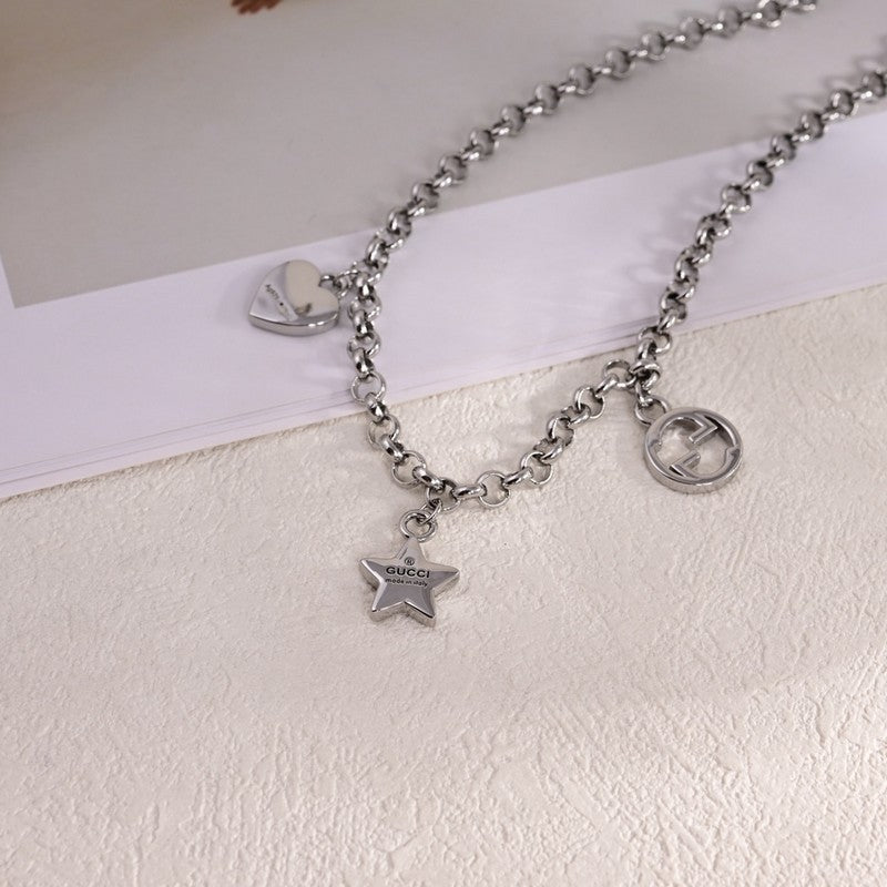 18K Double Gucci Star Chain Necklace