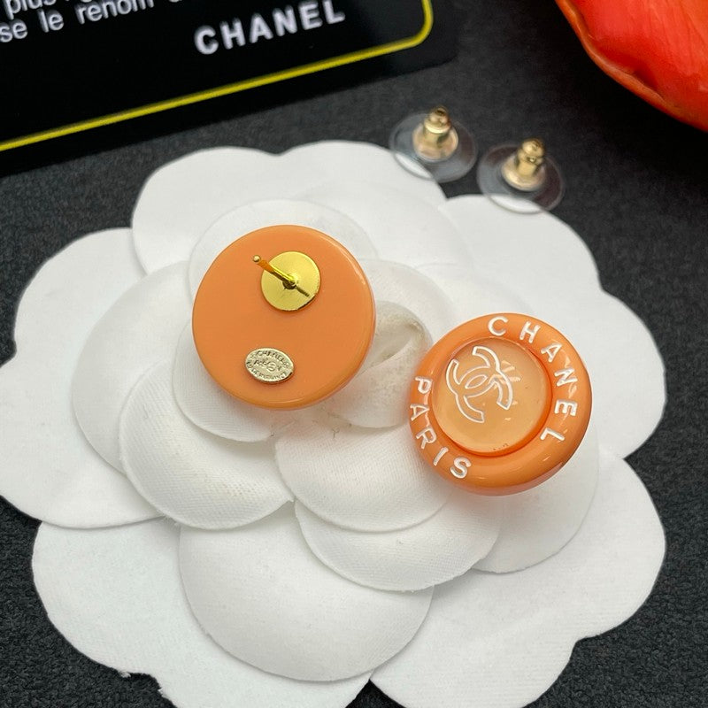 18K  Chanel Orange Round Earrings