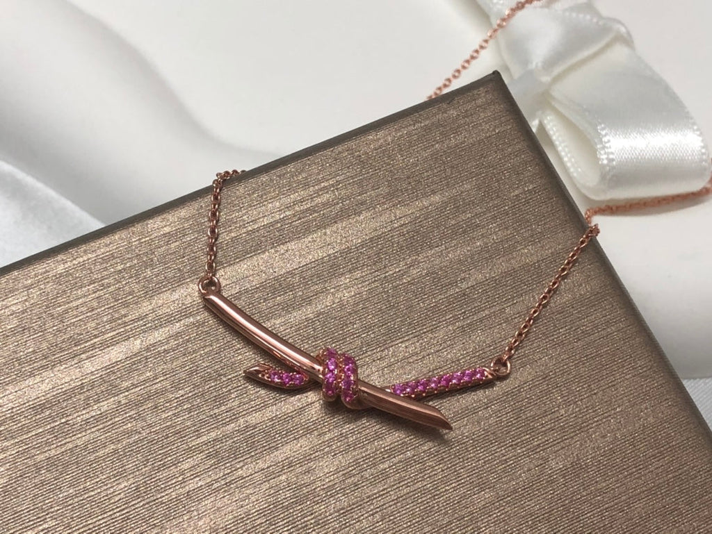 18K Tiffany Knot Pendant Diamond Necklace