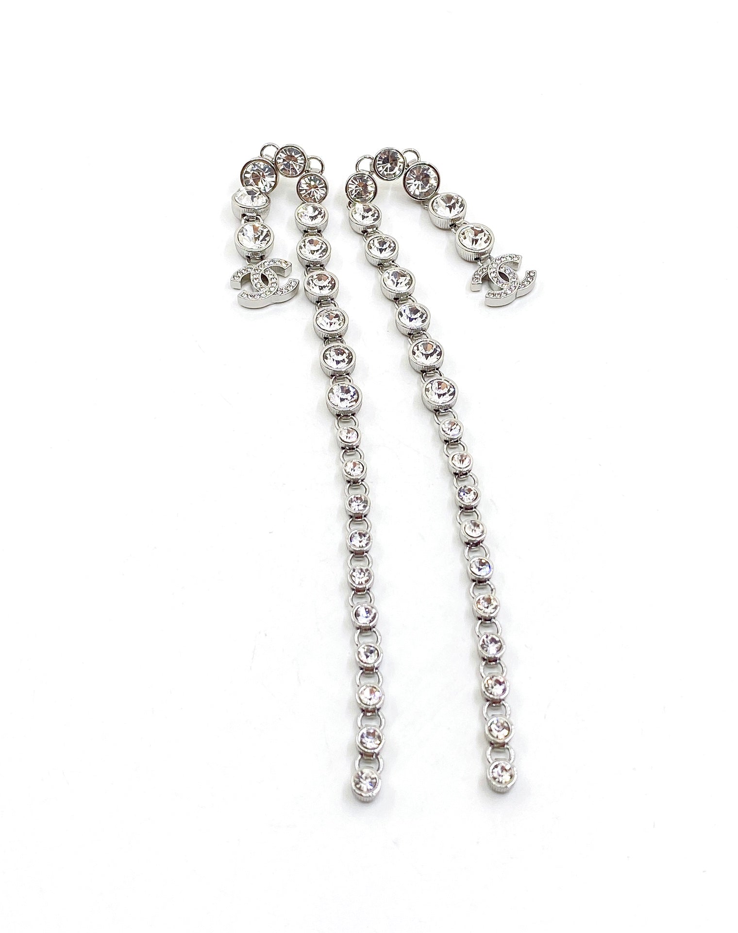 18K  Chanel Long Crystal Earrings