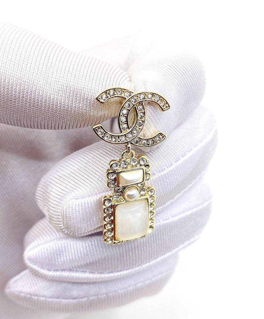 18K  Chanel Perfume Bottle Earrings