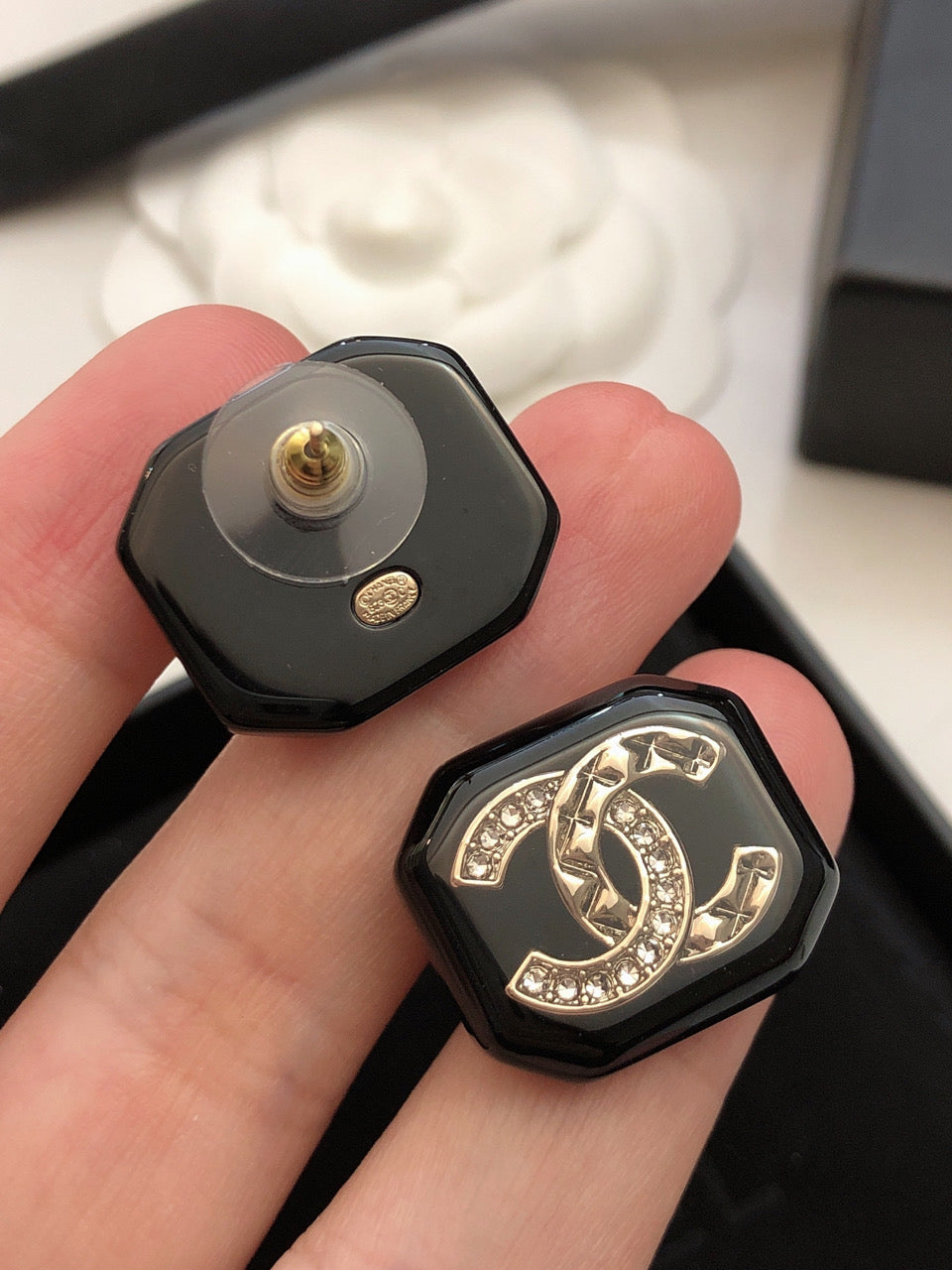 18K  Chanel Resin Earrings
