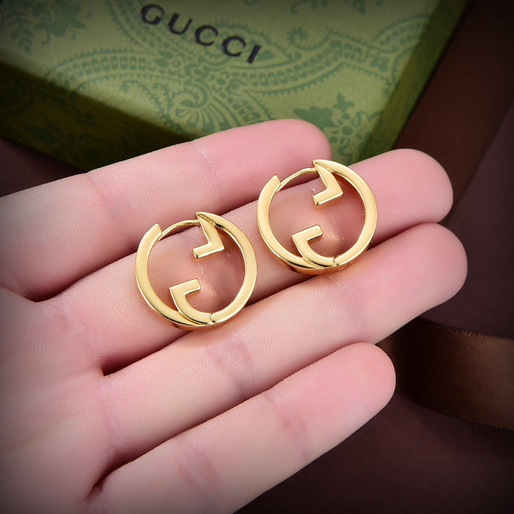 18K Double Gucci Hollow Earrings