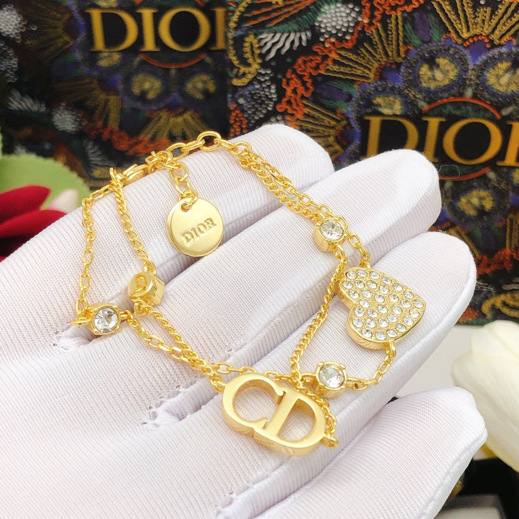 18K Petit Dior Heart Diamonds Bracelet