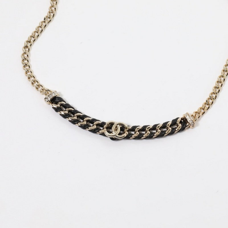 18K  Chanel Vintage Gold Leather Necklace