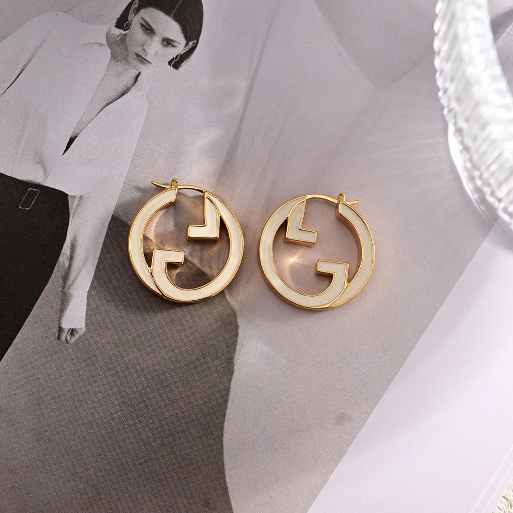18K Double Gucci Pink Hollow Earrings