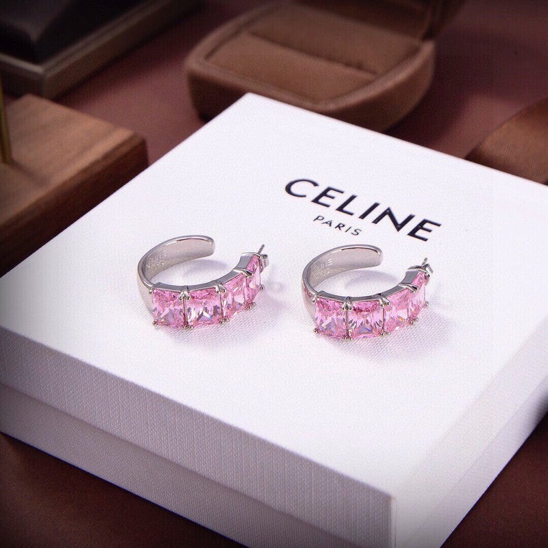 18K Celine Pink Crystal Earrings
