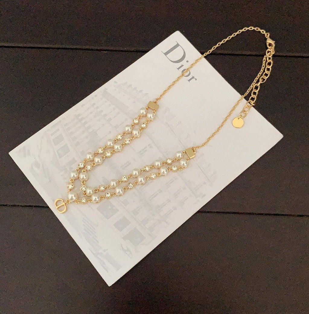 18K Dior Long Pearl Chain Necklace
