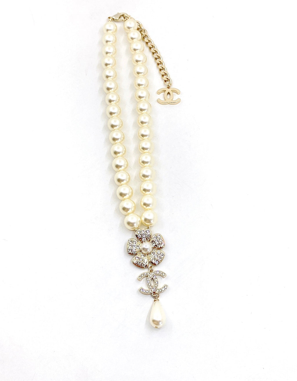 18K  Chanel Pearls Chain Choker Necklace