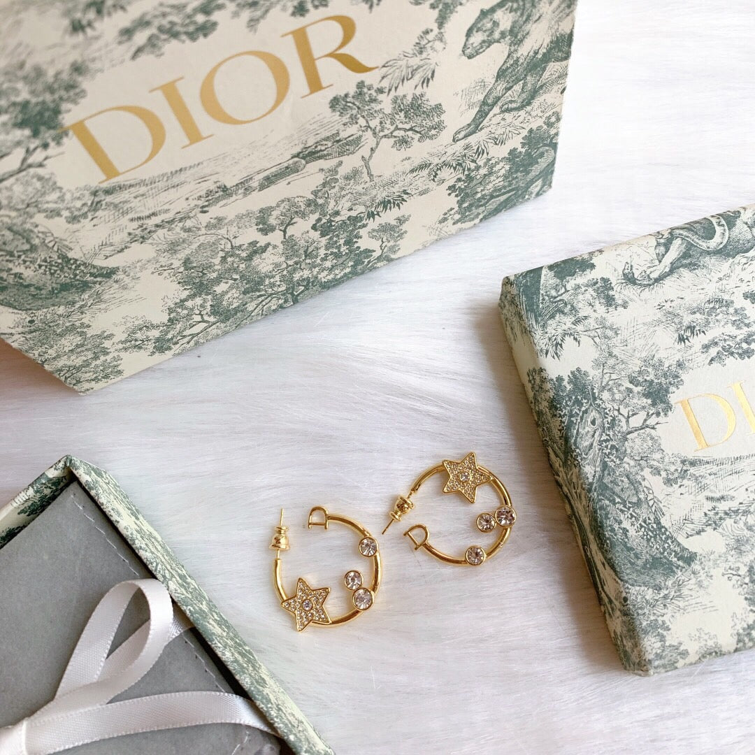 18K Dior Star Pink Crystals Earrings