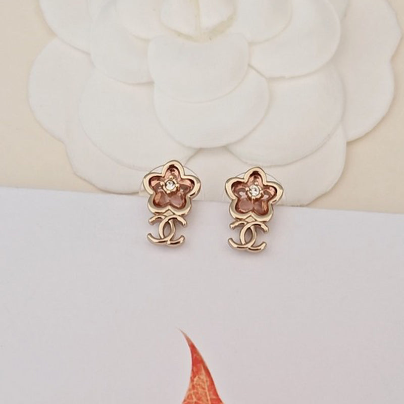 18K  Chanel Pink Crystal Earrings