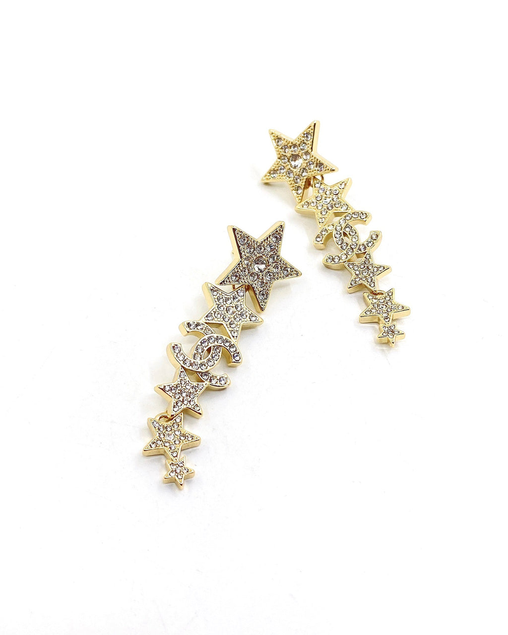 18K  Chanel Star Diamonds Pendant Earrings