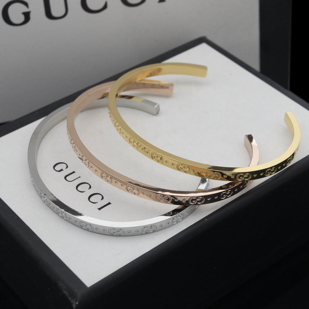 18K Double Gucci Icon Open Cuff Bracelet
