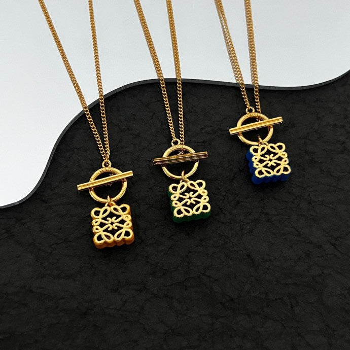 18K LOEWE Anagram Pendant Necklace