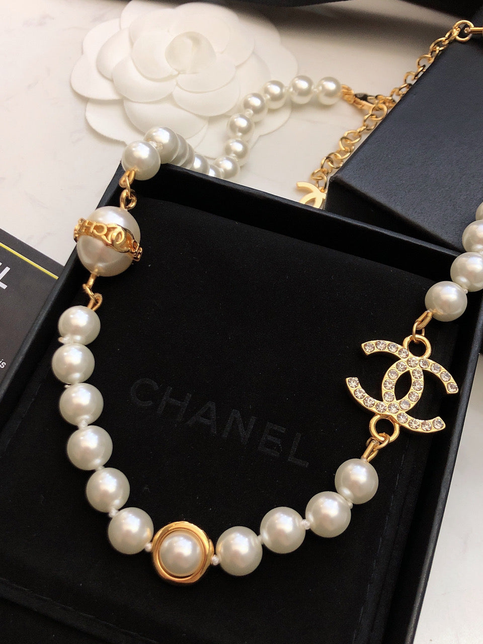 18K  Chanel Pearl Chain Necklace