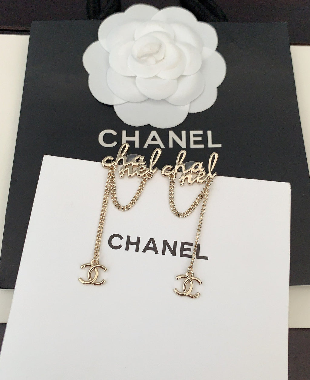 18K  Chanel Letter Earrings