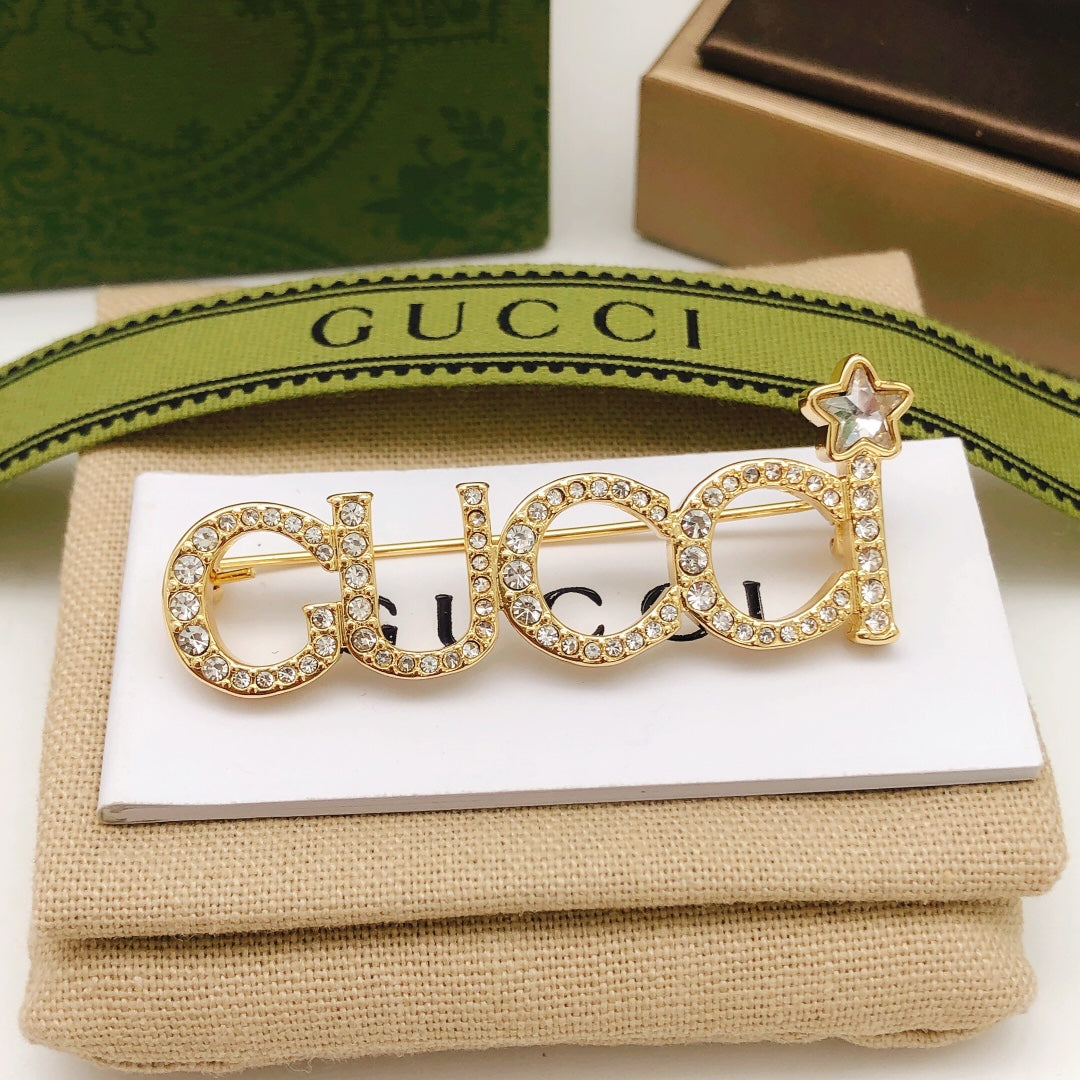 18K Double Gucci Diamonds Brooch