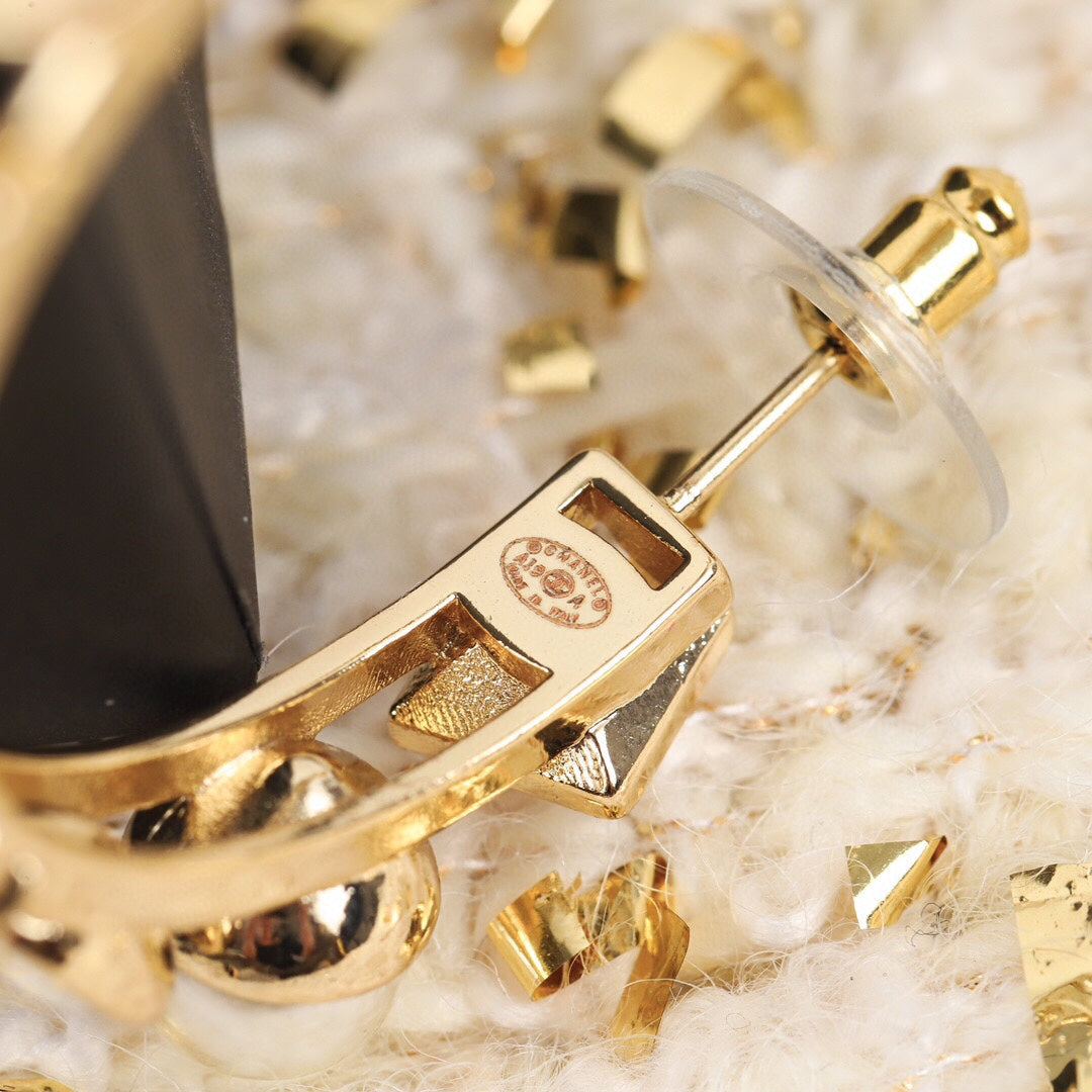 18K  Chanel Pearl Crystal Earrings
