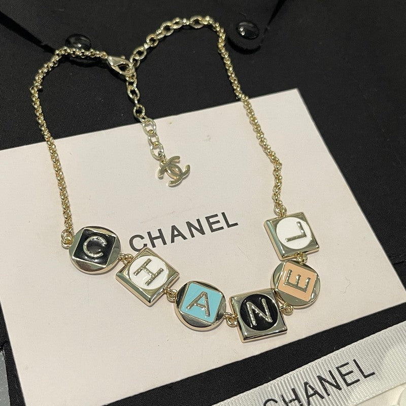 18K  Chanel Color Logo Choker Necklace