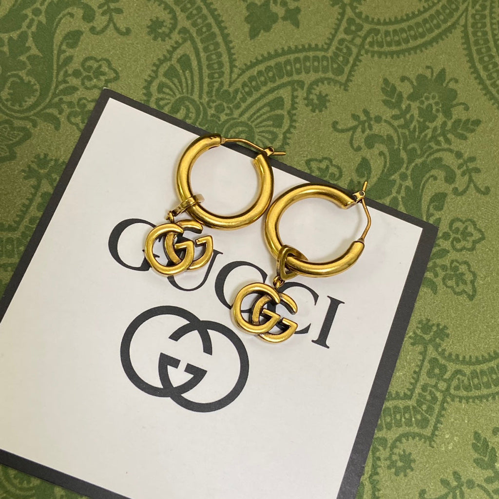 18K Double Gucci Hollow Earrings