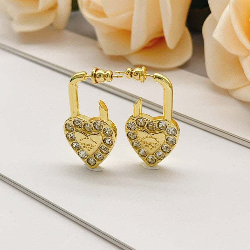 18K Tiffany Diamond Heart Earrings