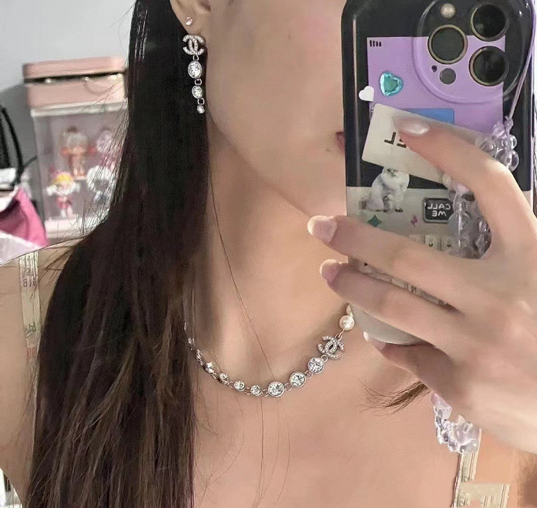 18K  Chanel Pearls Crystals Necklace