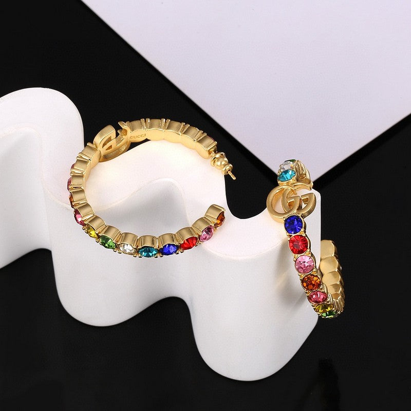 18K Double Gucci Color Crystal Earrings